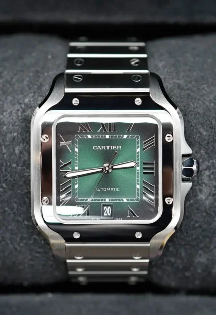 Cartier Santos, Green Dial, 2024, New, Unworn, Full Set, REF WSSA0062