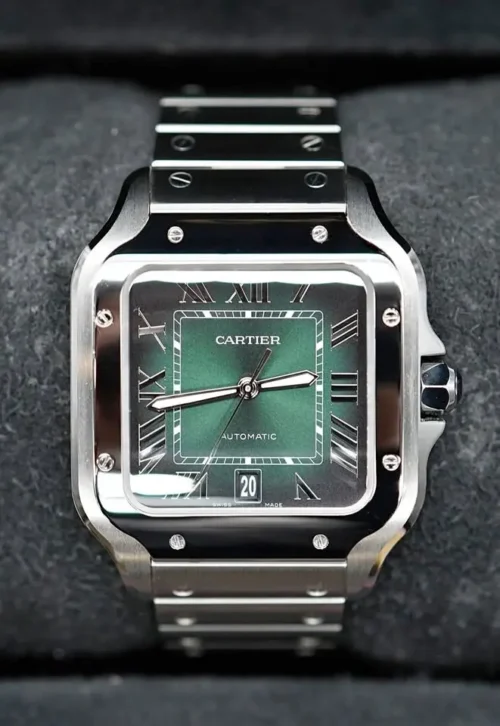 Cartier Santos, Green Dial, 2024, New, Unworn, Full Set, REF WSSA0062