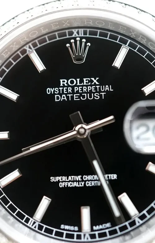 Rolex Datejust 36, Black Dial, Diamond Bezel, With box & Papers, REF 116234-4