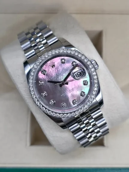 Rolex Datejust 36 Mother of Pearl Dial, Factory Bezel, Box & Papers, Ref 116244
