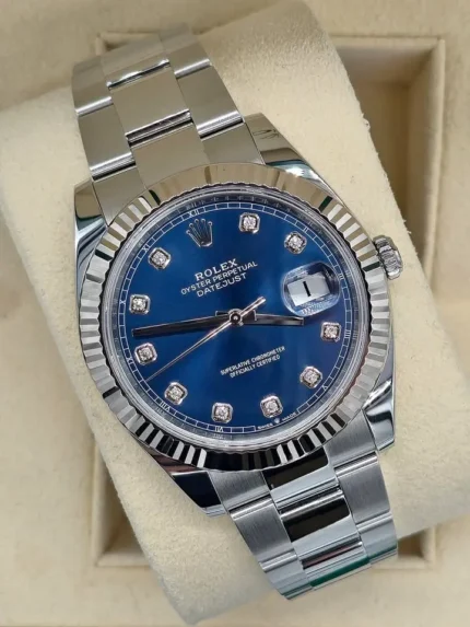 Rolex Datejust 41, Blue Diamond Dot Dial, Immaculate Condition, REF 126334
