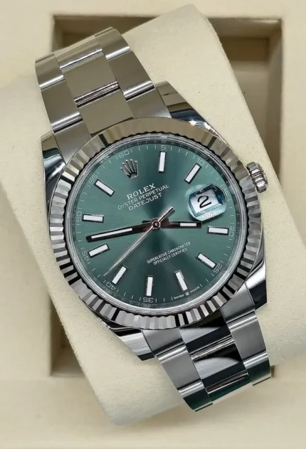 Rolex Datejust 41, Mint Green, 2026, New, Unworn, Full Set, REF 126334