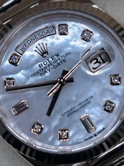 Rolex Day-Date 36 Rose Gold, MOP Diamond Dial, 2023, New Unworn, Full Set REF 128235-2