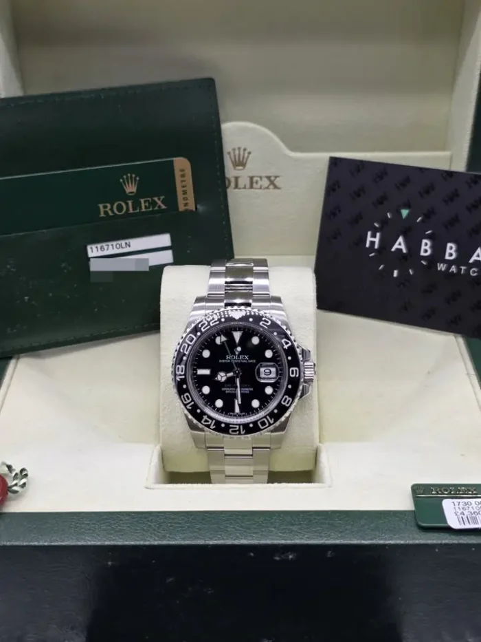 Rolex GMT-Master II Black Dial Used Like New, With Box & Papers REF 116710LN-3