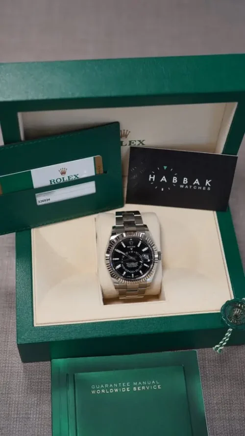 Rolex Sky Dweller, Black Dial, Immaculate, Unpolished, Box & Papers, REF 326934-3