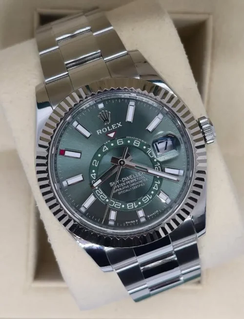 Rolex Sky-Dweller, Mint Green Dial, Immaculate, 2024, Full Set, REF 336934