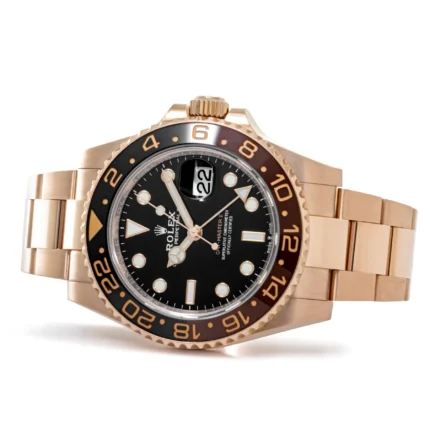Rolex GMT-Master II 126715CHNR Root Beer black dial close-up