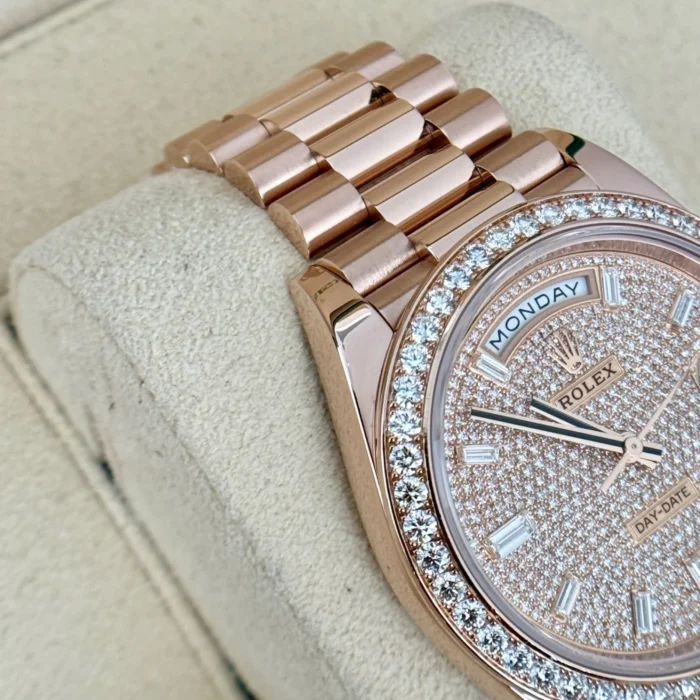 Rolex Day-Date 40 mm 18K Everose Gold Diamond Pave Dial and Bezel President-8