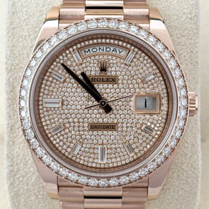 Rolex Day-Date 40 mm 18K Everose Gold Diamond Pave Dial and Bezel President-2
