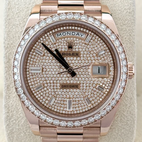 Rolex Day-Date 40 mm 18K Everose Gold Diamond Pave Dial and Bezel President-2