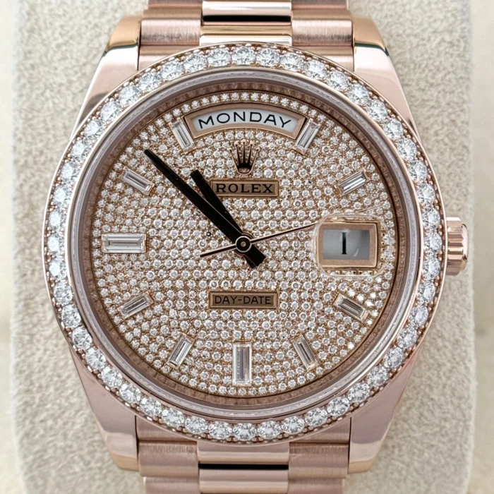 Rolex Day-Date 40 mm 18K Everose Gold Diamond Pave Dial and Bezel President-2
