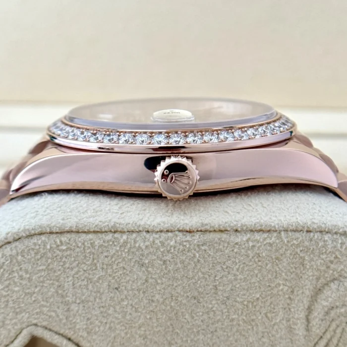Rolex Day-Date 40 mm 18K Everose Gold Diamond Pave Dial and Bezel President-10