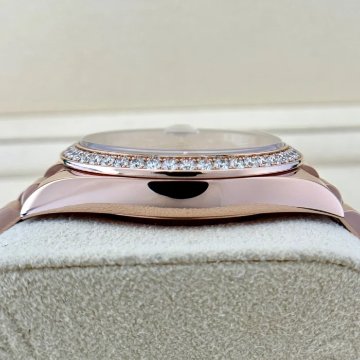 Rolex Day-Date 40 mm 18K Everose Gold Diamond Pave Dial and Bezel President-11