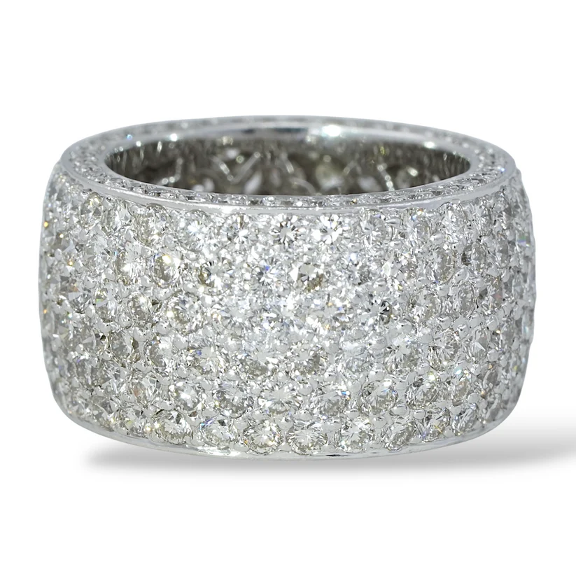 Diamond Pave Wide Band Platinum 900 Ring Size 6.25 nicholas estate buyers
