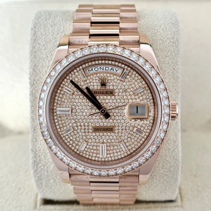 Rolex Day-Date 40 mm 18K Everose Gold Diamond Pave Dial and Bezel President