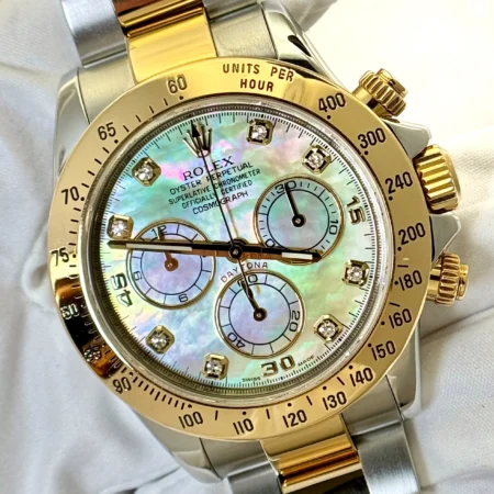 Rolex Daytona Cosmograph Daytona 40 Mother of Pearl Diamond Dial Steel 18K Gold