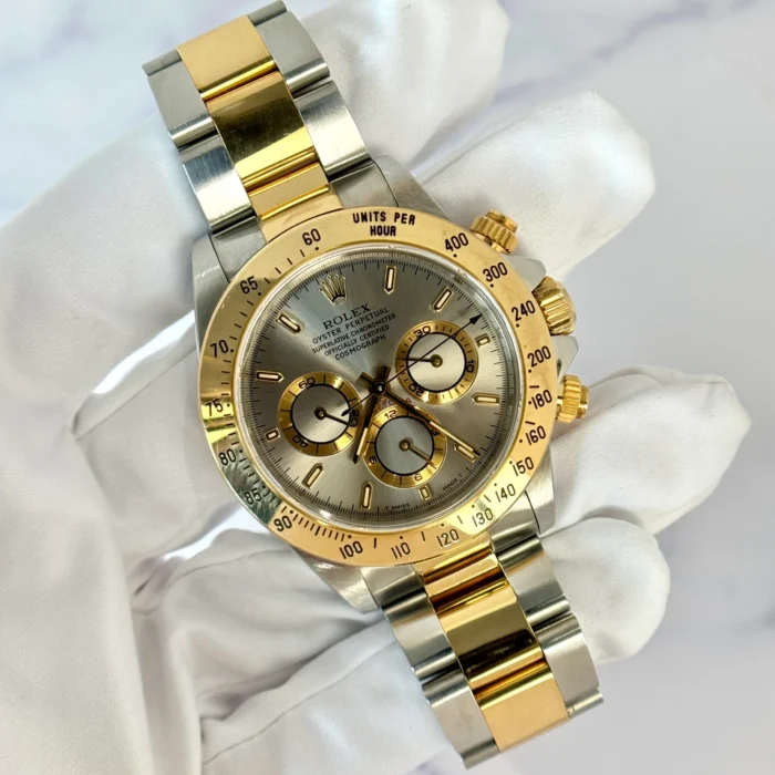 Rolex Daytona Rare Slate Grey Dial Two Tone Steel 18K Gold Ref 16523 Year 1997 (3)