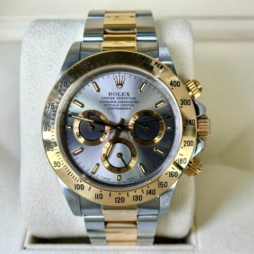 Rolex Daytona Rare Slate Grey Dial Two Tone Steel 18K Gold Ref 16523 Year 1997