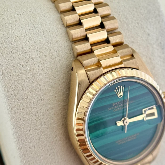 Rolex Lady Datejust 26mm President Malachite Dial BOX PAPERS 18K Gold Year 1979 (5)
