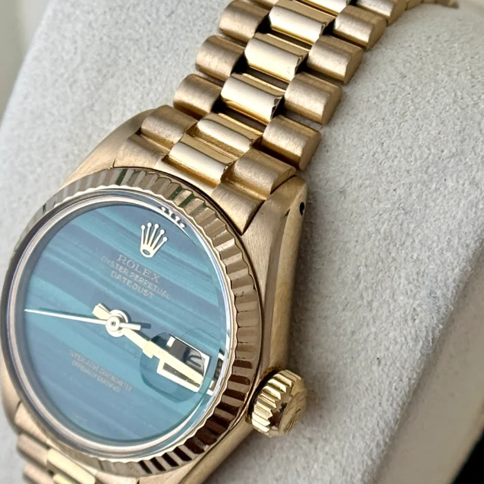 Rolex Lady Datejust 26mm President Malachite Dial BOX PAPERS 18K Gold Year 1979 (7)