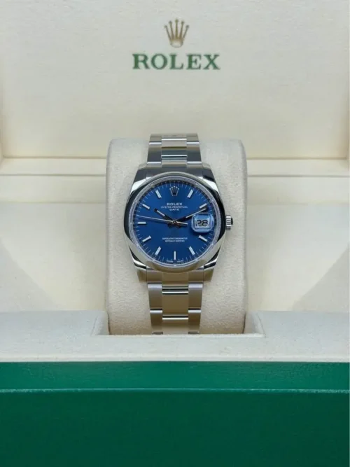 Rolex Oyster Perpetual Date 34mm Blue dial 🔵 115200 Full Set 2021-2