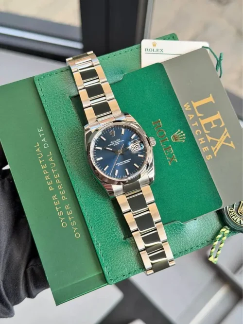 Rolex Oyster Perpetual Date 34mm Blue dial 🔵 115200 Full Set 2021